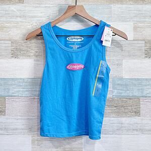 Clueless 90s Movie Graphic Tank Top Blue Scoop Neck Cotton Womens Small